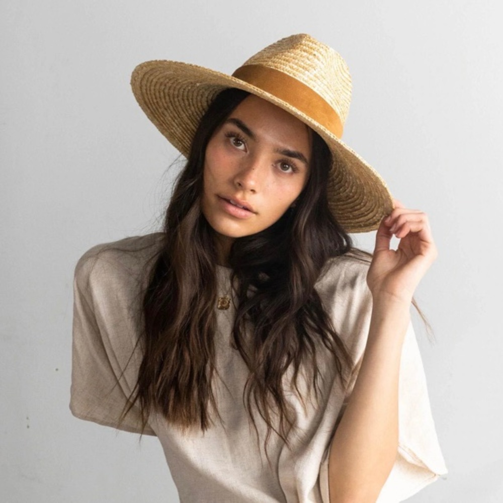Gigi Pip Isla Straw Fedora Sun Brim Hat